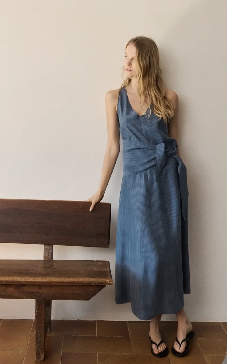 Vestido ese O ese ROCHELLE azul rayitas finitas. - Imagen 2