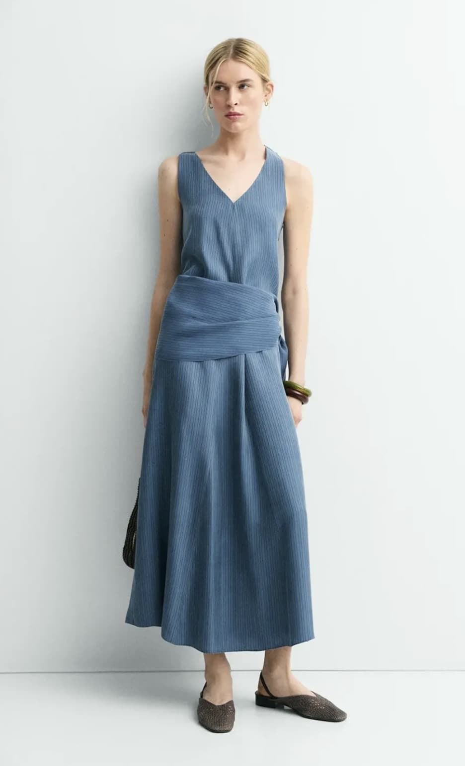 Vestido ese O ese ROCHELLE azul rayitas finitas. - Imagen 3