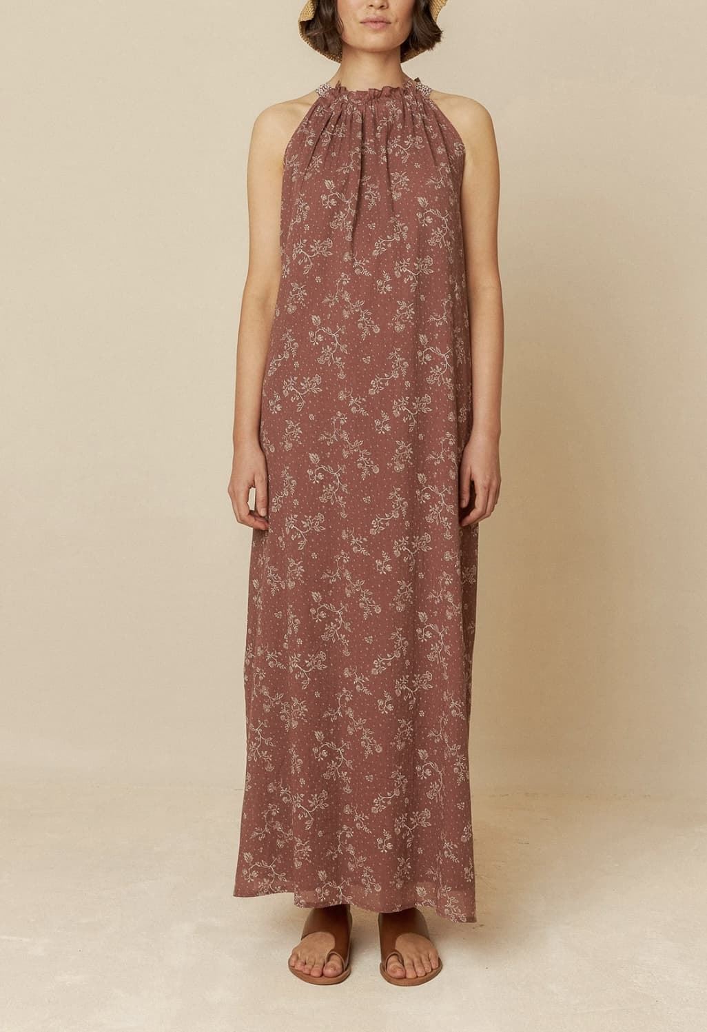 Vestido Indi & Cold 172 Halter bicolor marrones. - Imagen 3