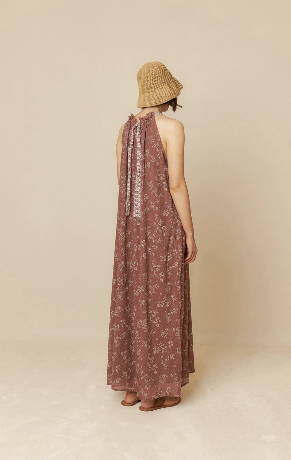 Vestido Indi & Cold 172 Halter bicolor marrones. - Imagen 5