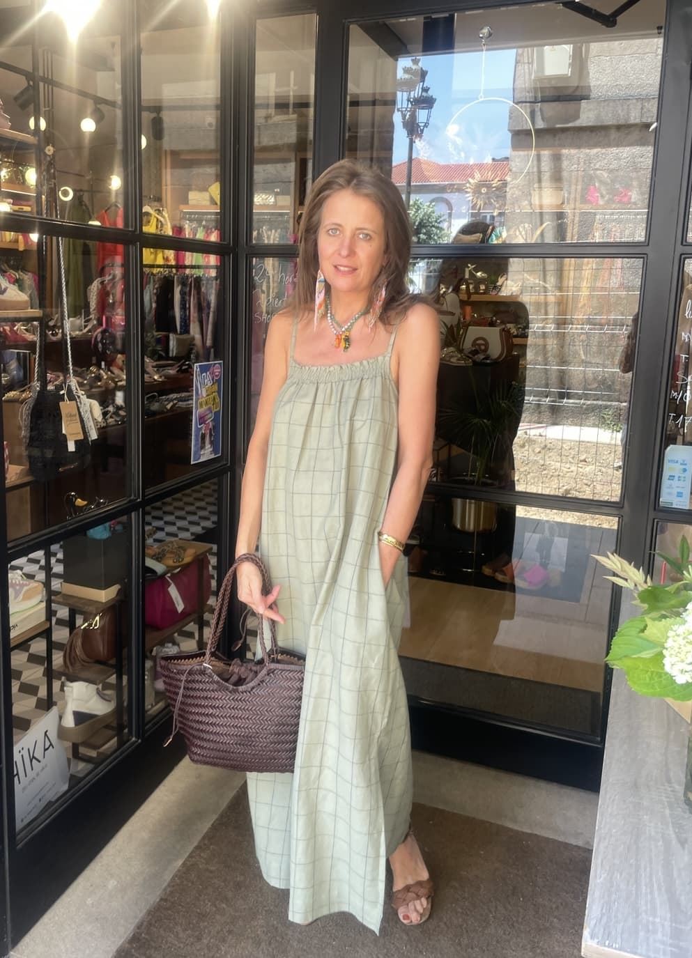 Vestido Indi & Cold 220 Midi tirante liquen verde - Imagen 1