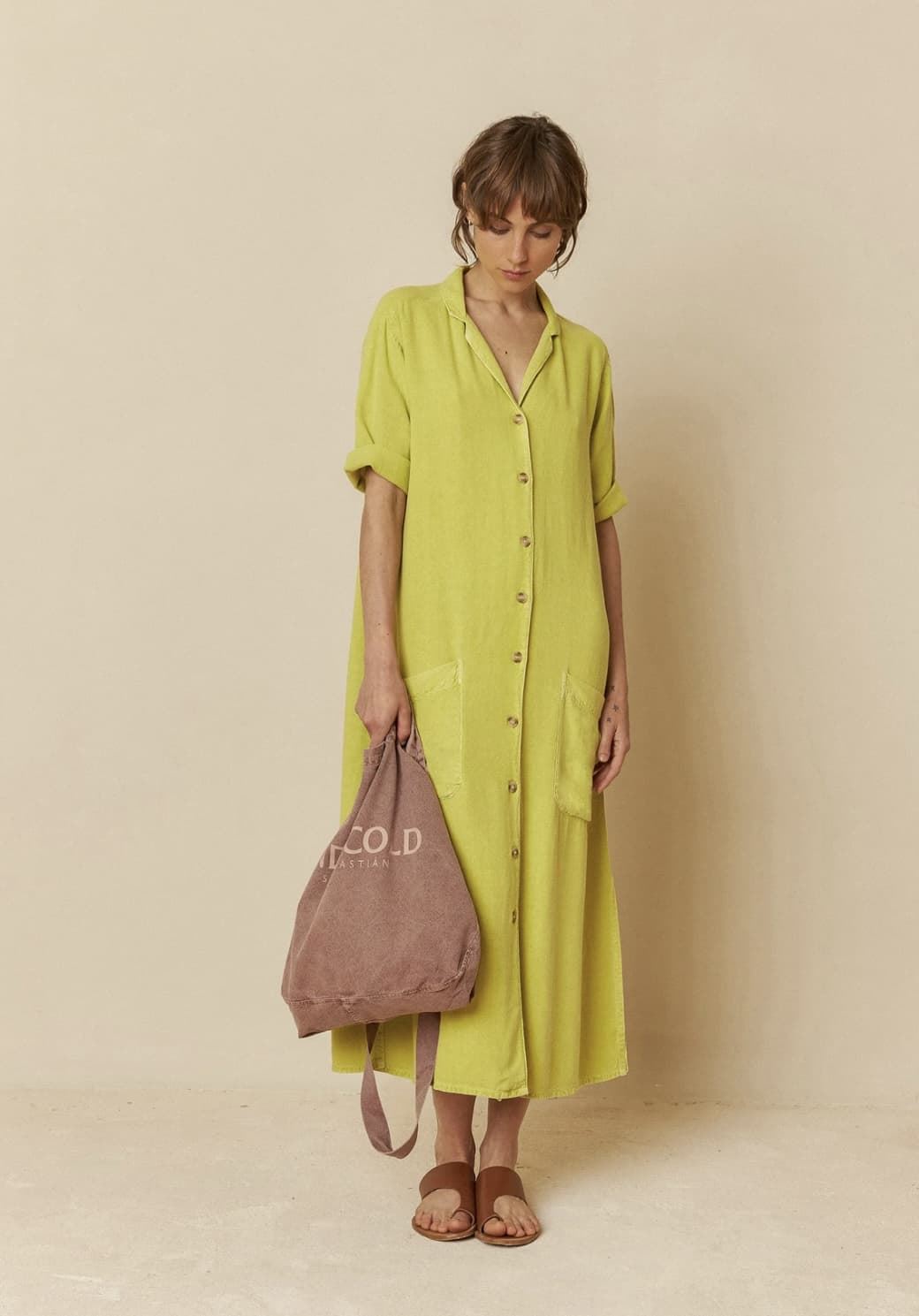 Vestido Indi & Cold 267 camisero pistacho. - Imagen 1