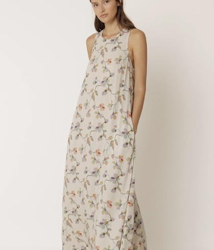 Vestido Indi & Cold  AD100 Espalda cruzada floral ecru crudo - Imagen 1