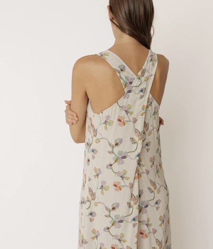 Vestido Indi & Cold  AD100 Espalda cruzada floral ecru crudo - Imagen 2
