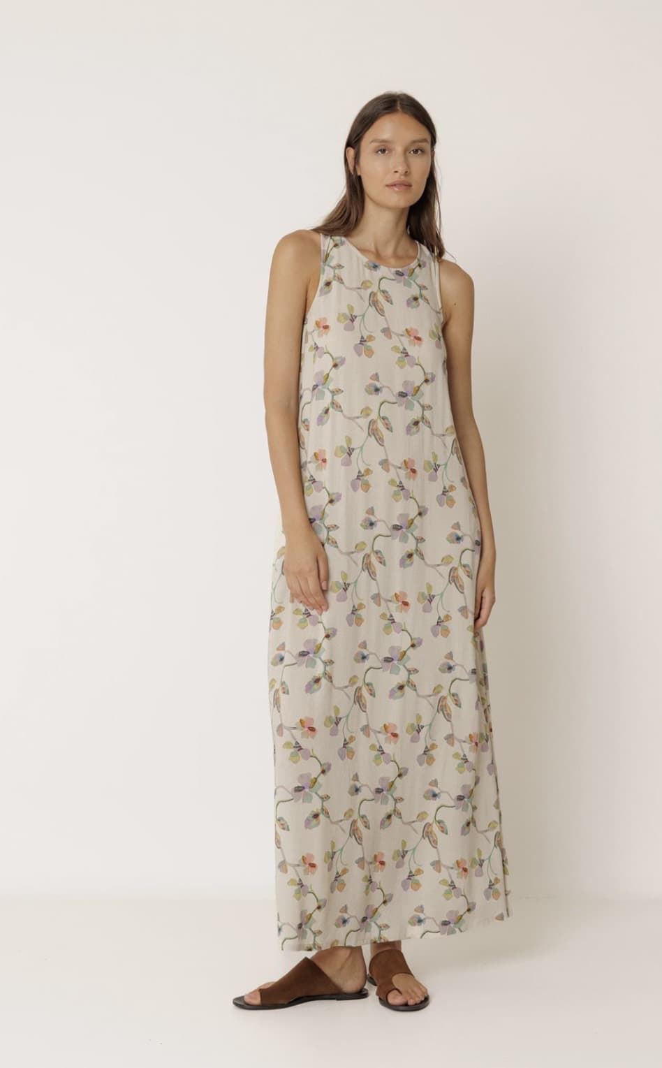 Vestido Indi & Cold  AD100 Espalda cruzada floral ecru crudo - Imagen 4