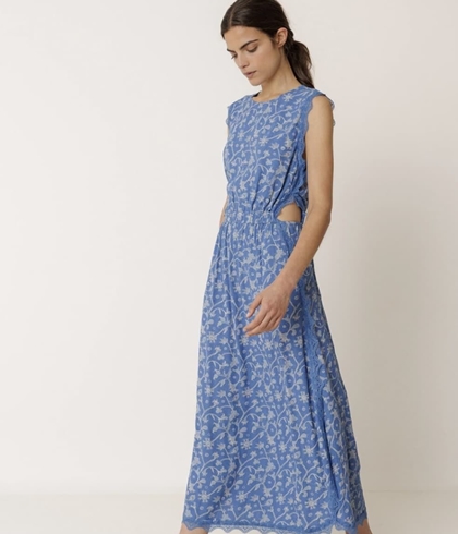 Vestido Indi & Cold   AD120 largo encaje azul británico - Imagen 1