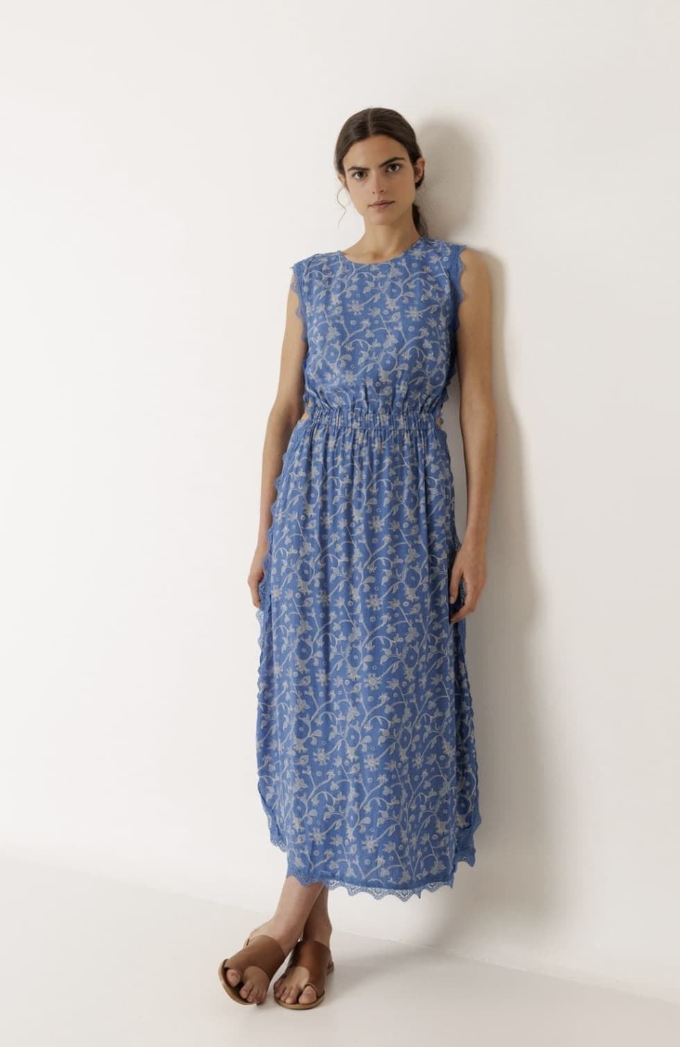 Vestido Indi & Cold   AD120 largo encaje azul británico - Imagen 3