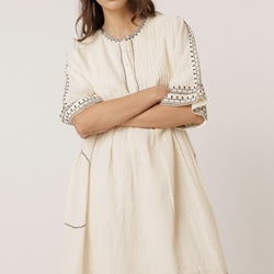 Vestido Indi & Cold  AD188 BORDADO A CONTRASTE crudo - Imagen 1