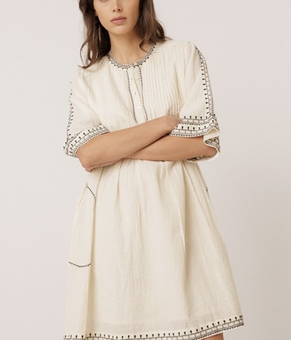 Vestido Indi & Cold  AD188 BORDADO A CONTRASTE crudo - Imagen 1