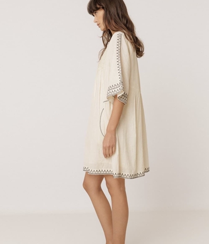 Vestido Indi & Cold  AD188 BORDADO A CONTRASTE crudo - Imagen 2