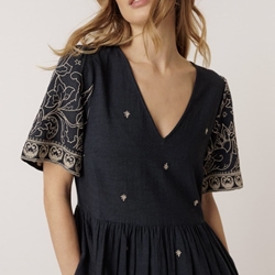 Vestido Indi & Cold BK170V ESTIDO BORDADO Navy azul - Imagen 1