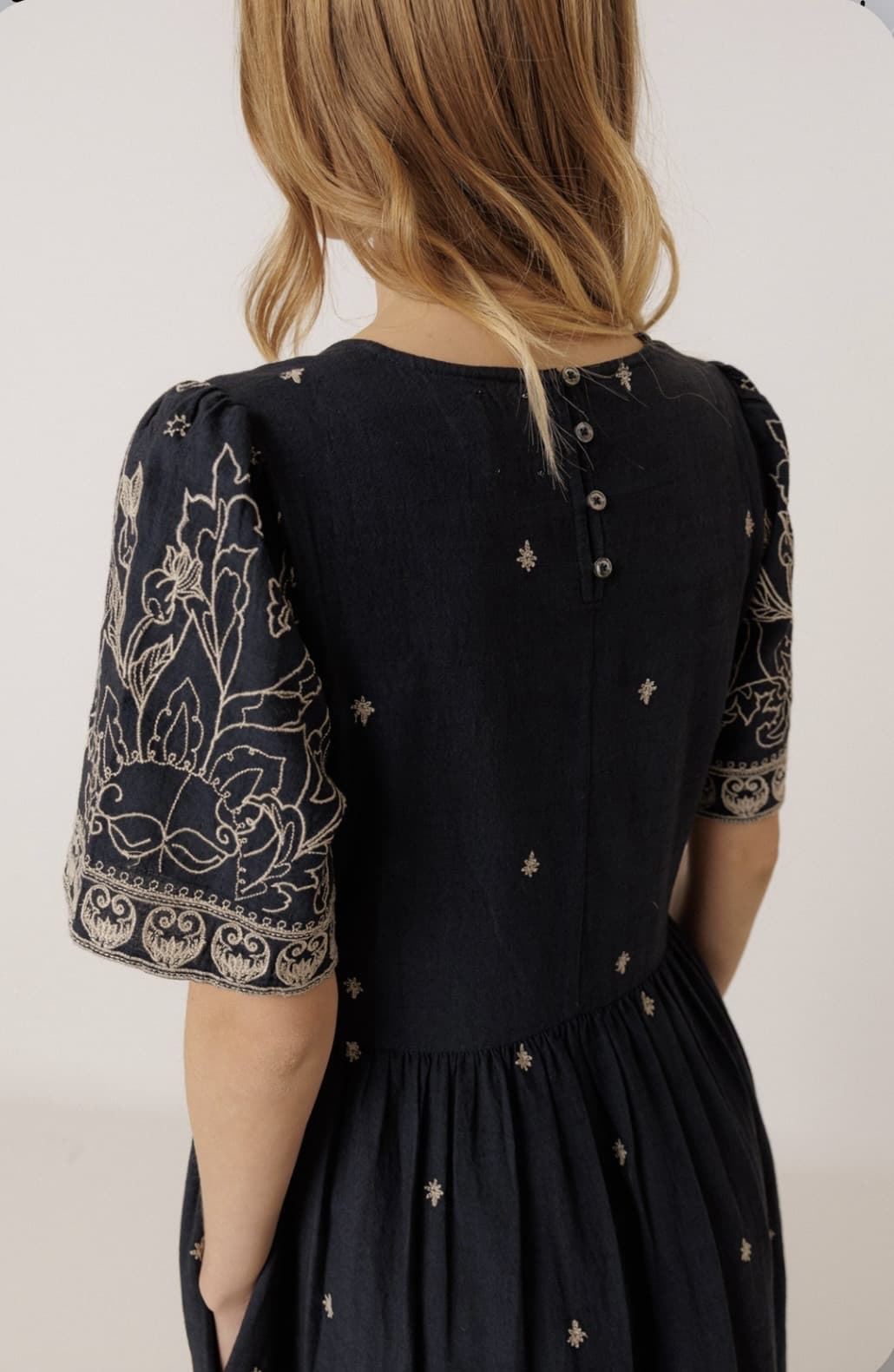 Vestido Indi & Cold BK170V ESTIDO BORDADO Navy azul - Imagen 4