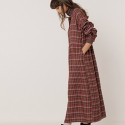 VESTIDO Indi & Cold BK313 cuadros multicolor burdeos - Imagen 1