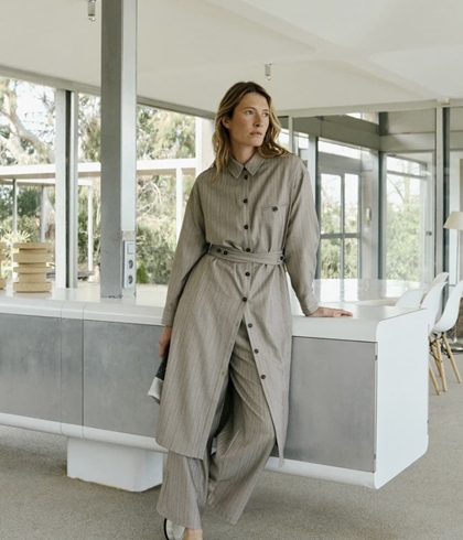 Vestido Indi & Cold Camisero fluido NJ300 gris - Imagen 1