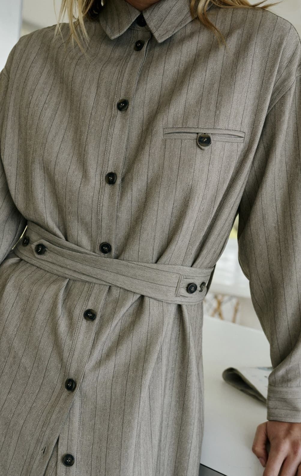 Vestido Indi & Cold Camisero fluido NJ300 gris - Imagen 3