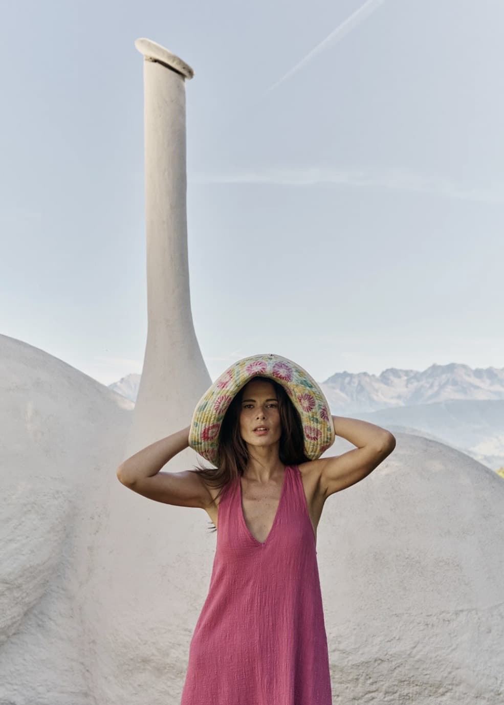 Vestido Indi & Cold CC335 Maxi CREPADO rosa lichi - Imagen 4