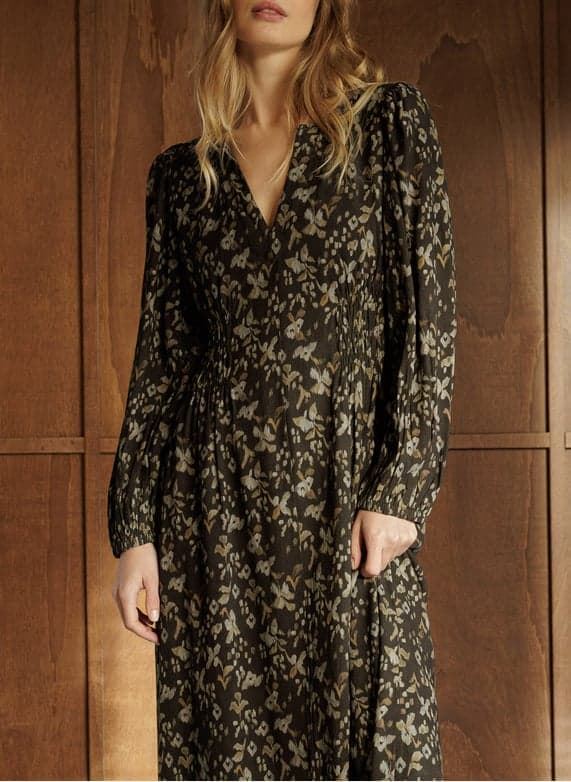 VESTIDO Indi & Cold KI120 maxivolumen estampado boho negro - Imagen 1