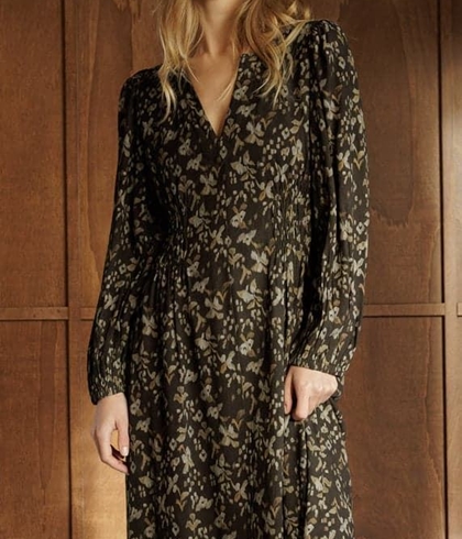 VESTIDO Indi & Cold KI120 maxivolumen estampado boho negro - Imagen 1