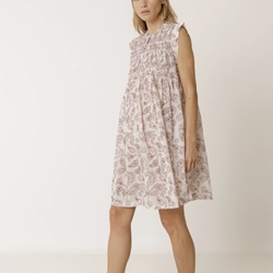 Vestido Indi & Cold  KI133 CORTO SMOCK crudo estampado lichi - Imagen 1