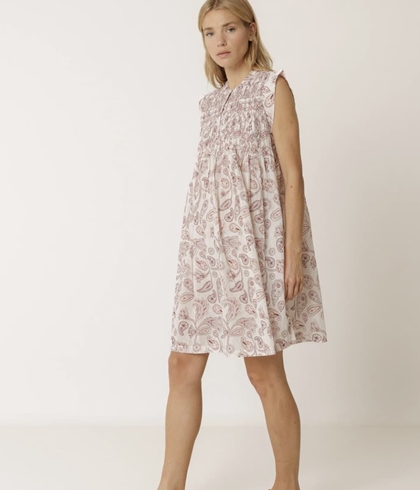 Vestido Indi & Cold  KI133 CORTO SMOCK crudo estampado lichi - Imagen 1