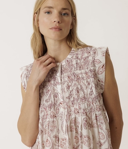 Vestido Indi & Cold  KI133 CORTO SMOCK crudo estampado lichi - Imagen 2