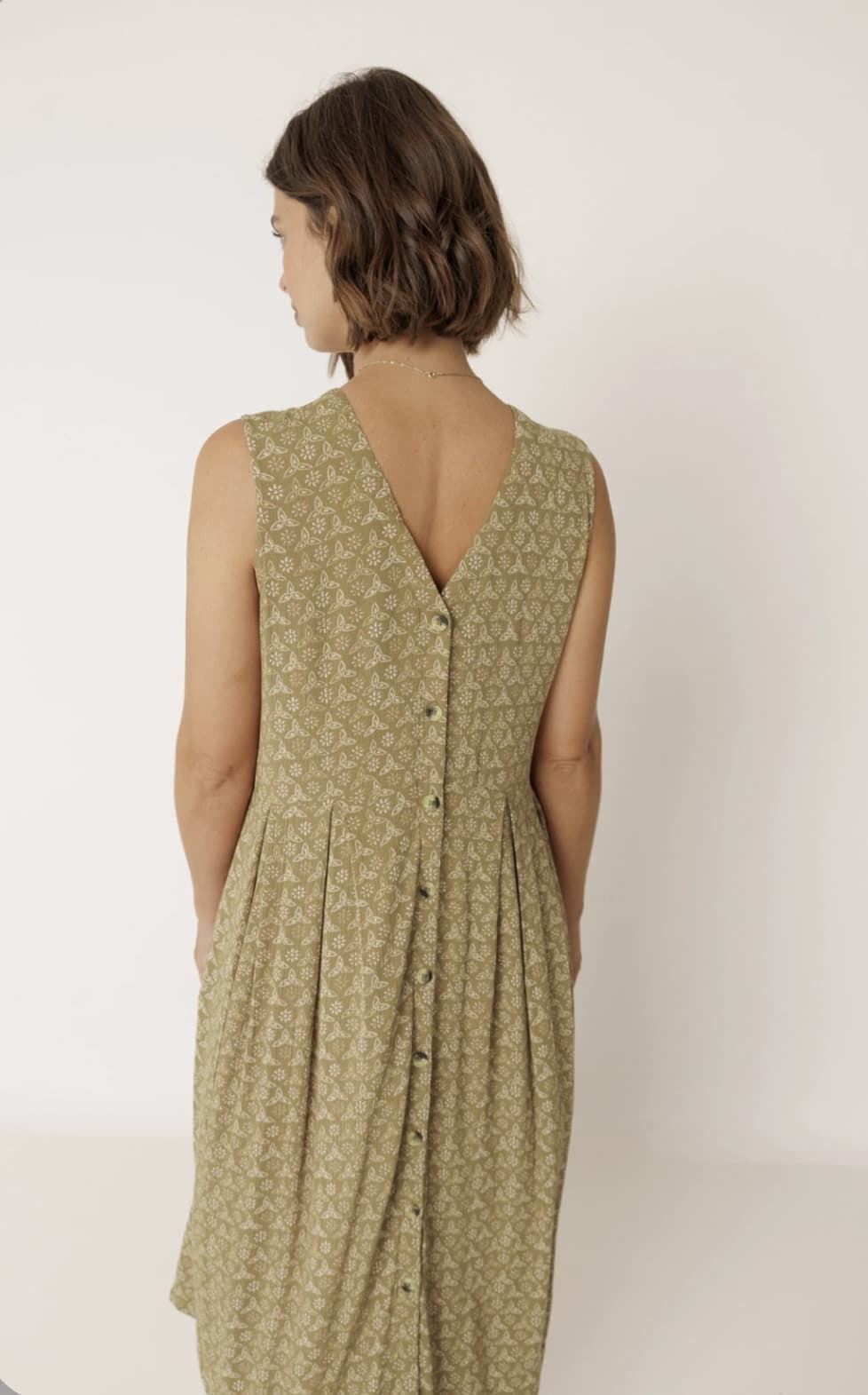 Vestido Indi & Cold  MI140 MULTIPOSICIÓN BLOCKPRINT verde khaki - Imagen 2