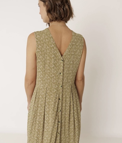 Vestido Indi & Cold  MI140 MULTIPOSICIÓN BLOCKPRINT verde khaki - Imagen 2