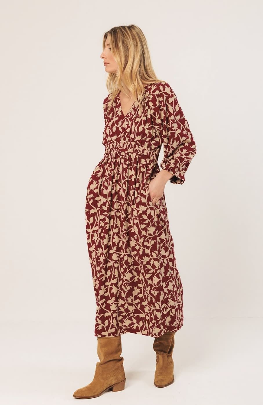 Vestido Indi & Cold midi viscosa AD170 Cereza - Imagen 1