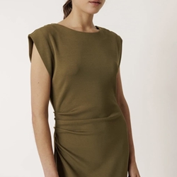 Vestido Indi & Cold NM440 AJUSTADO PLIEGUES  verde khaki - Imagen 1