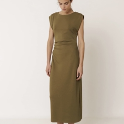 Vestido Indi & Cold NM440 AJUSTADO PLIEGUES  verde khaki - Imagen 2
