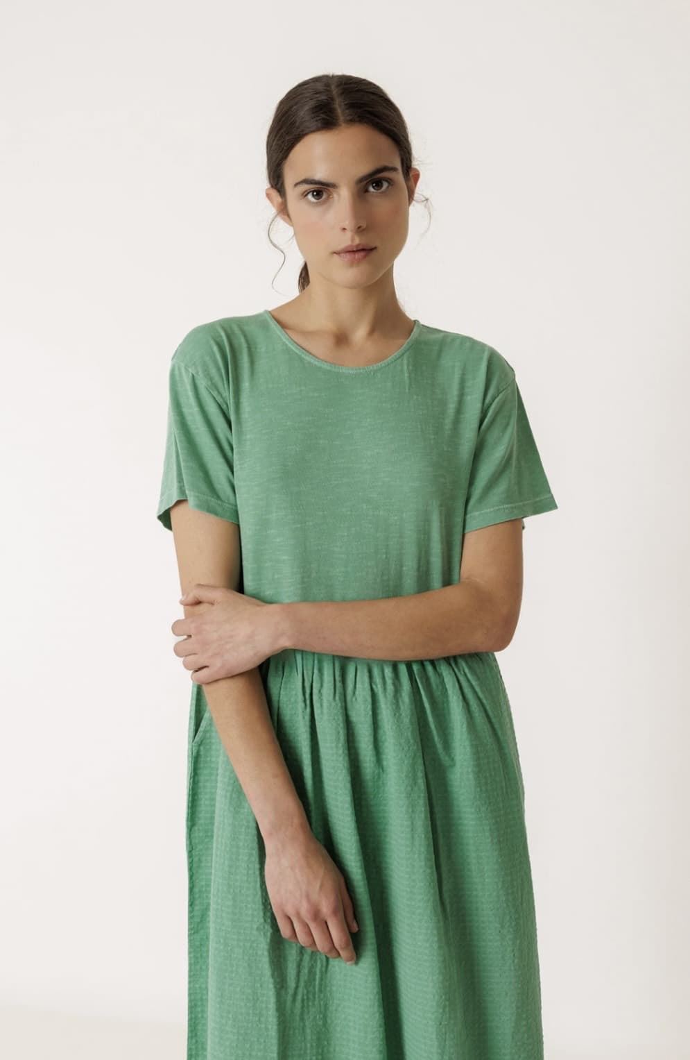 Vestido Indi & Cold SK415 MIDI COMBINADO verde carbón - Imagen 1