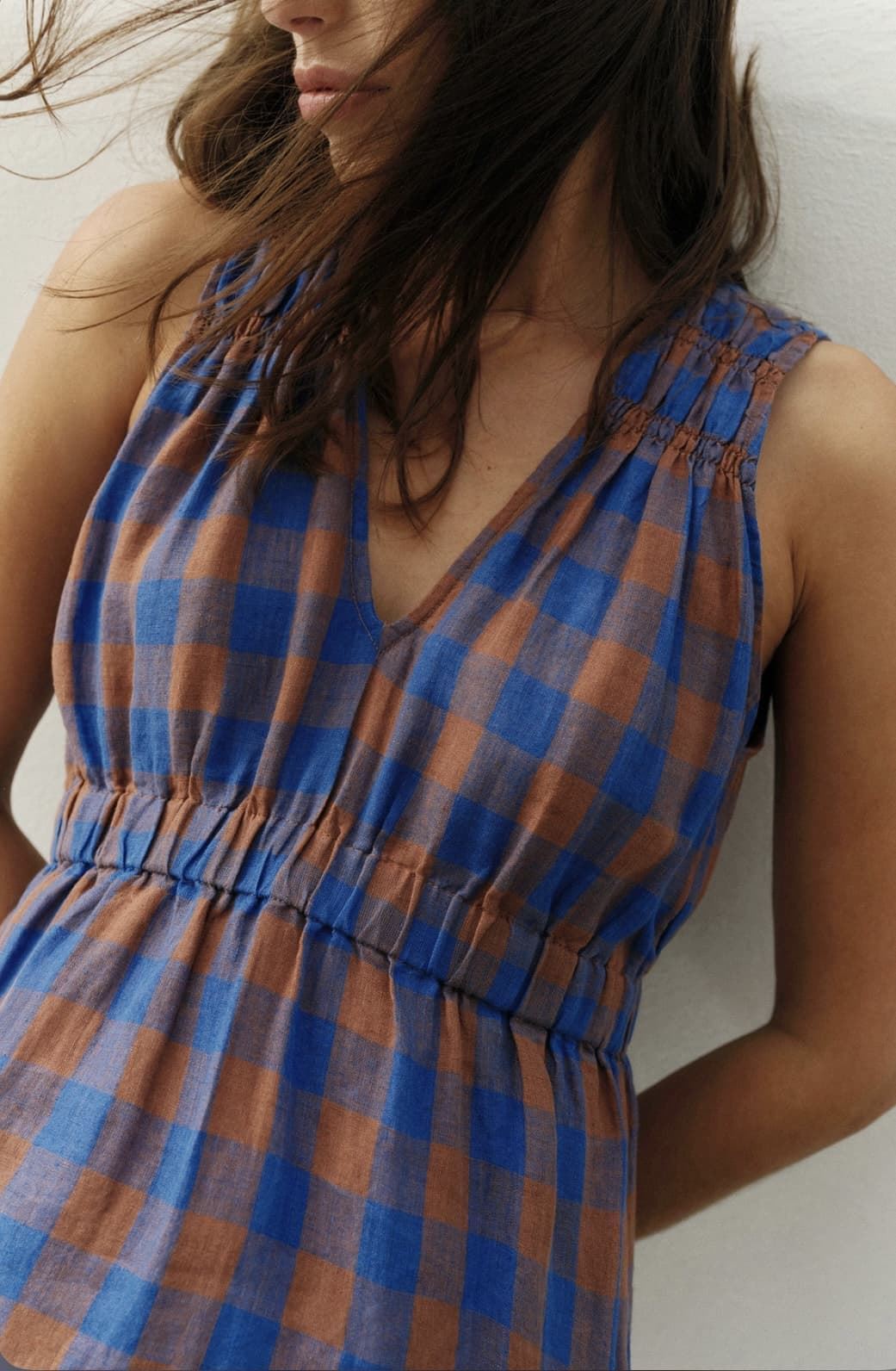Vestido K1213 Indi & Cold vichy engomados azul teja - Imagen 1