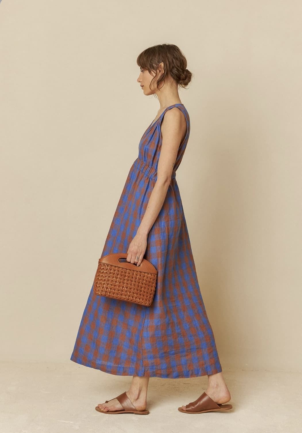 Vestido K1213 Indi & Cold vichy engomados azul teja - Imagen 2