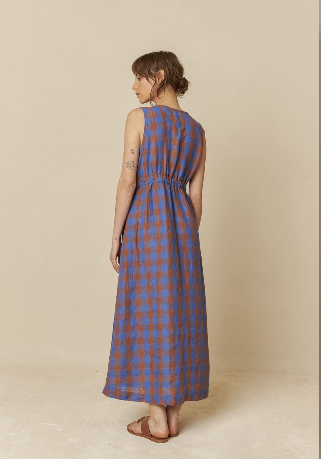 Vestido K1213 Indi & Cold vichy engomados azul teja - Imagen 3