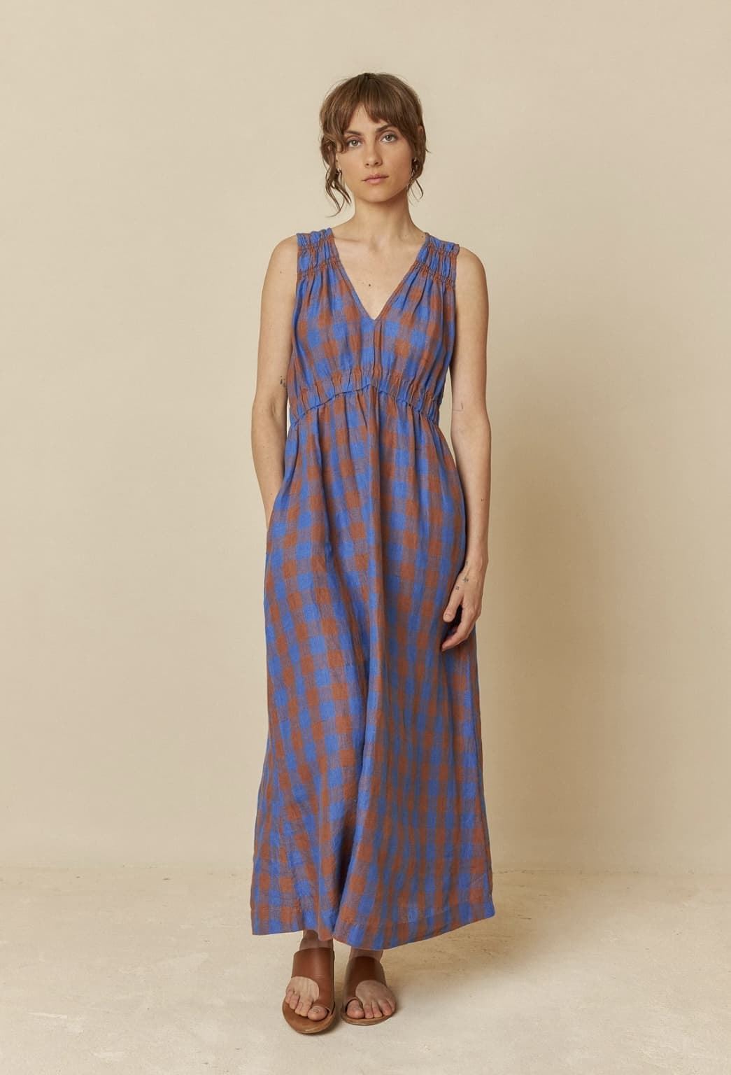 Vestido K1213 Indi & Cold vichy engomados azul teja - Imagen 4