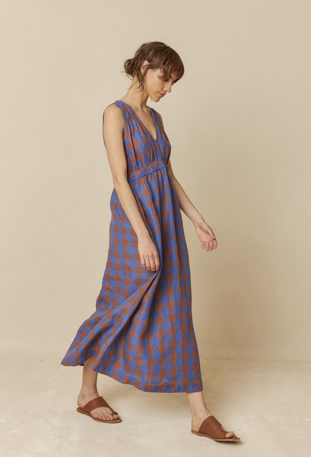 Vestido K1213 Indi & Cold vichy engomados azul teja - Imagen 5