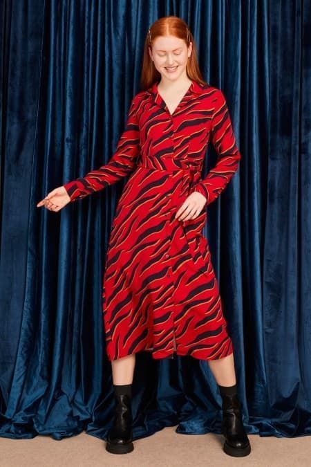 Vestido Minueto Penny rojo print - Imagen 4