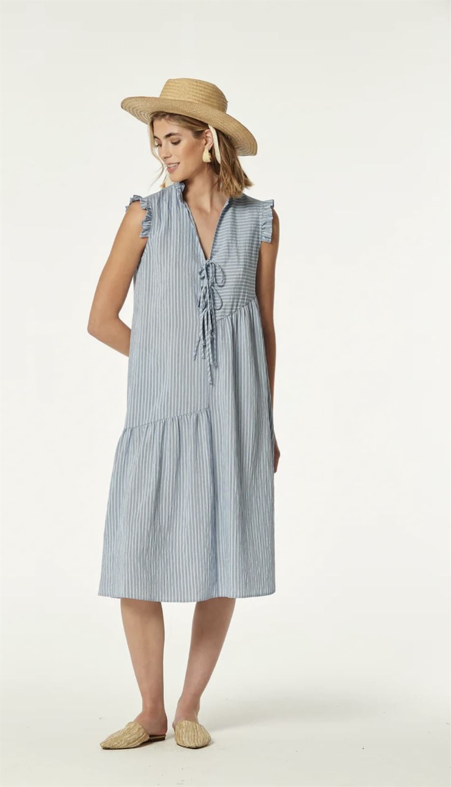 Vestido OKY ALBICA 5 viscosa rayas - Imagen 1