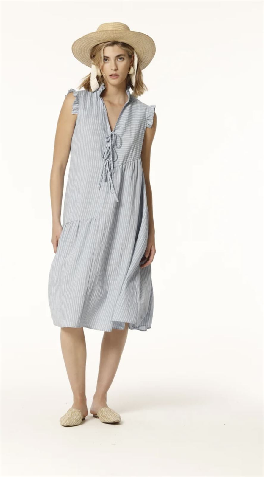 Vestido OKY ALBICA 5 viscosa rayas - Imagen 3