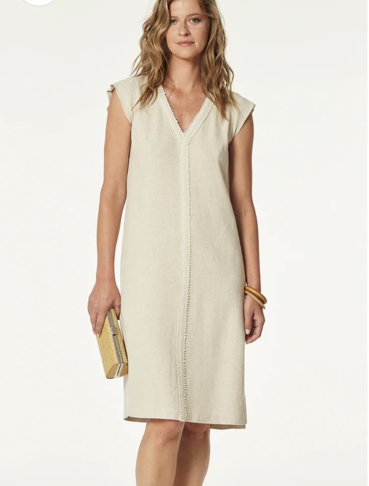 Vestido OKY CALEM 9 lino rústico beige - Imagen 1