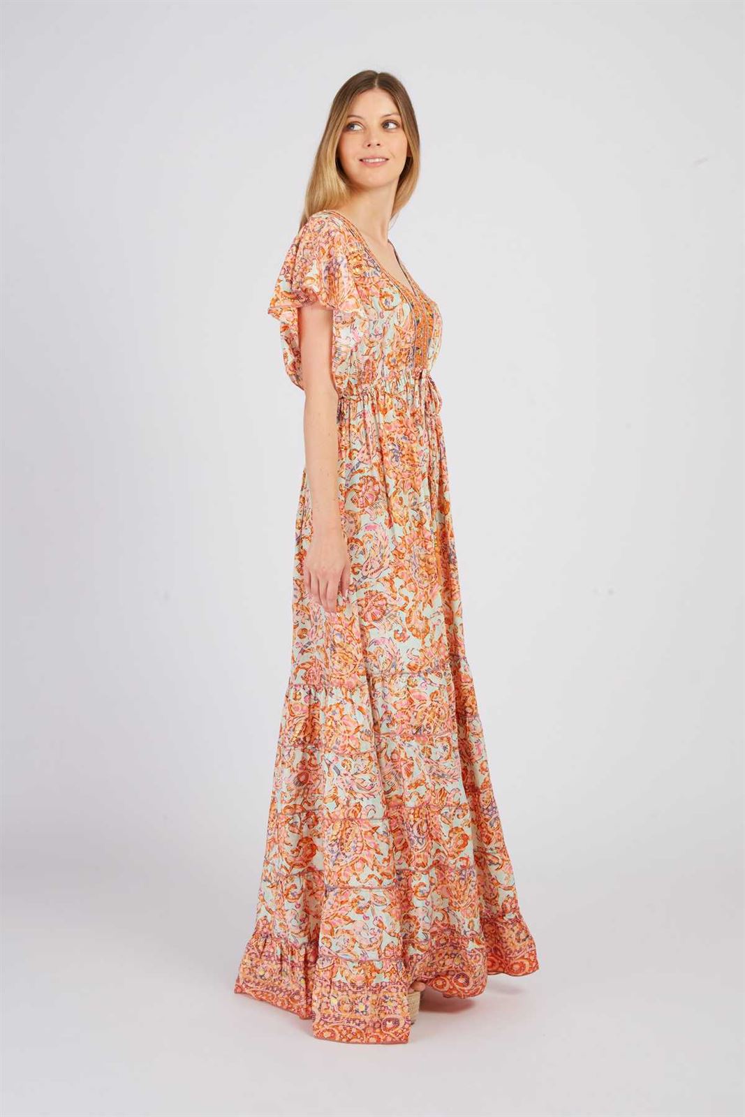 Vestido PHARAON ROBE estampado naranjas - Imagen 4