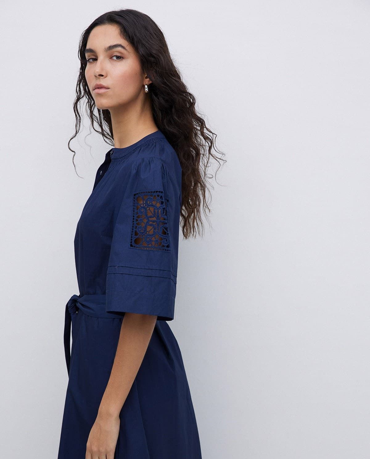 VESTIDO POPELÍN PUNTILLAS AZUL Marino OSCURO  Ref. 42896 - Imagen 2
