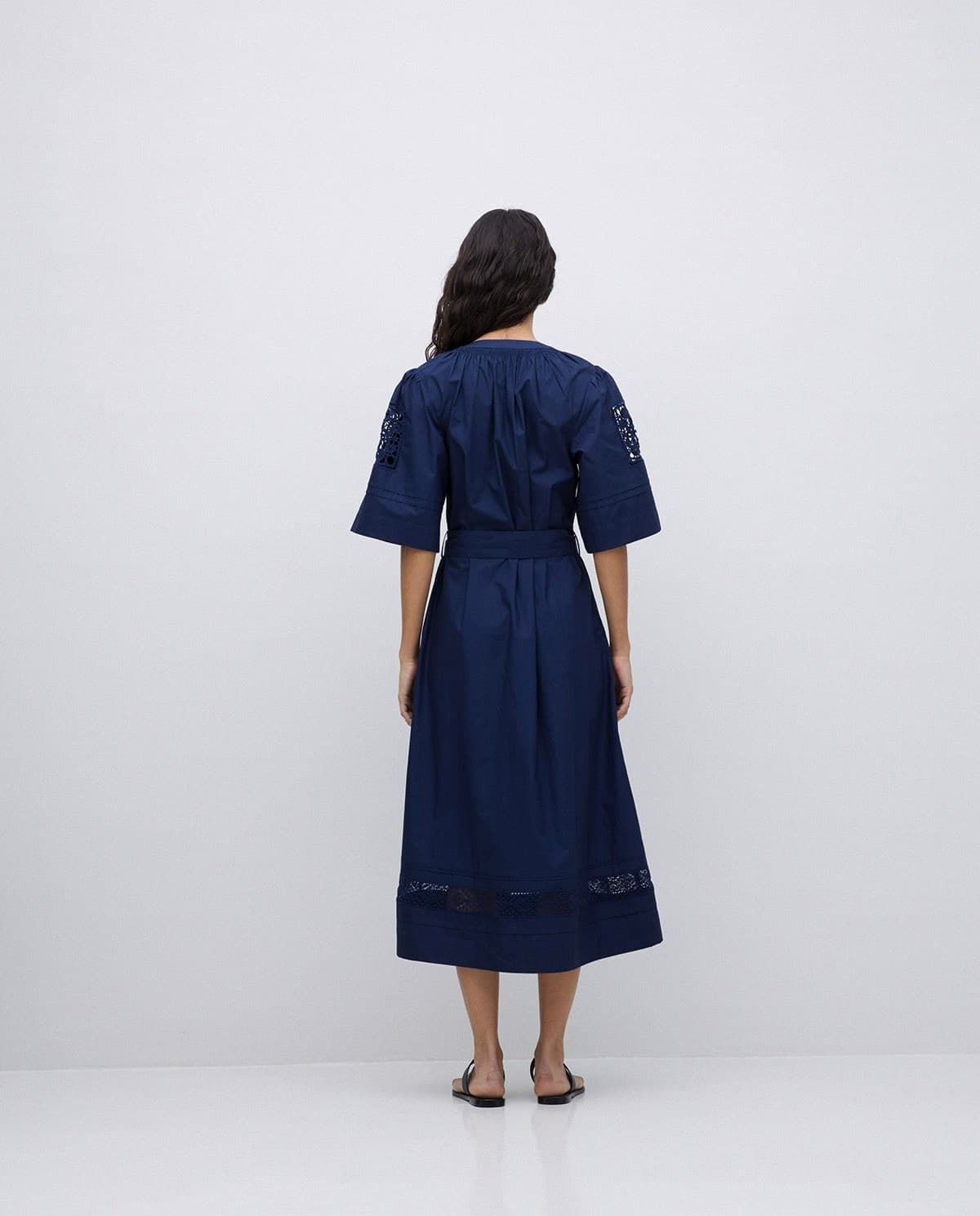 VESTIDO POPELÍN PUNTILLAS AZUL Marino OSCURO  Ref. 42896 - Imagen 3