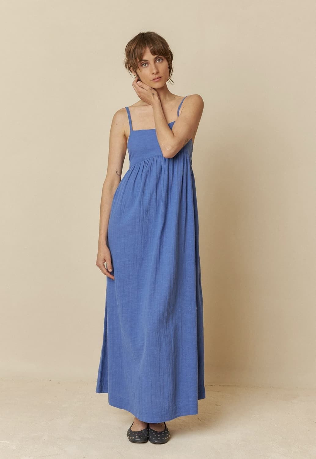 Vestido SK272 Indi & Cold maxi tirantes azulón - Imagen 1