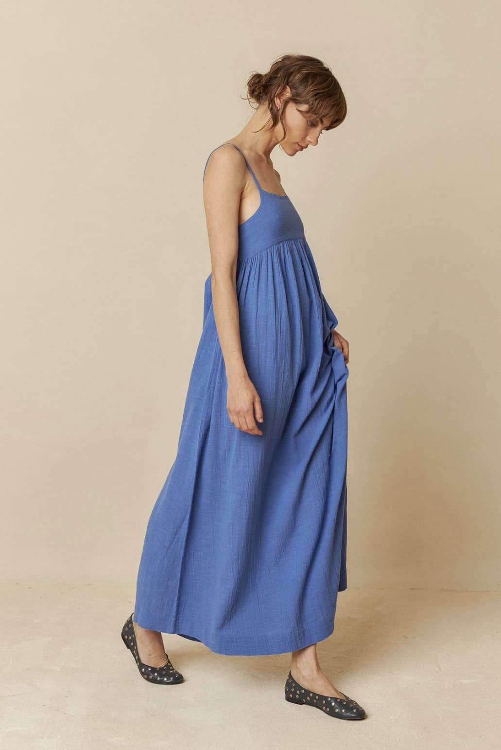 Vestido SK272 Indi & Cold maxi tirantes azulón - Imagen 3