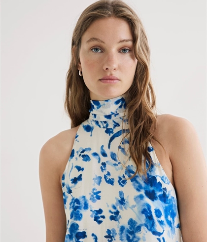 Vestido Yerse 44878 LAZO LARGO CUELLO HALTER  azules - Imagen 1