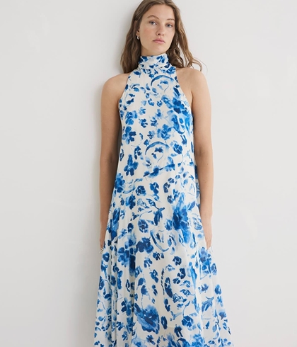 Vestido Yerse 44878 LAZO LARGO CUELLO HALTER  azules - Imagen 2