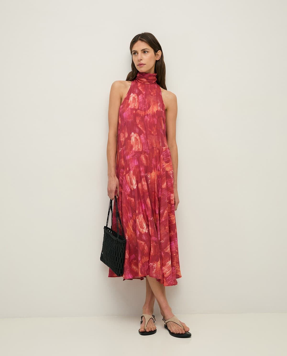 Vestido Yerse 44878 LAZO LARGO CUELLO HALTER rosas - Imagen 2