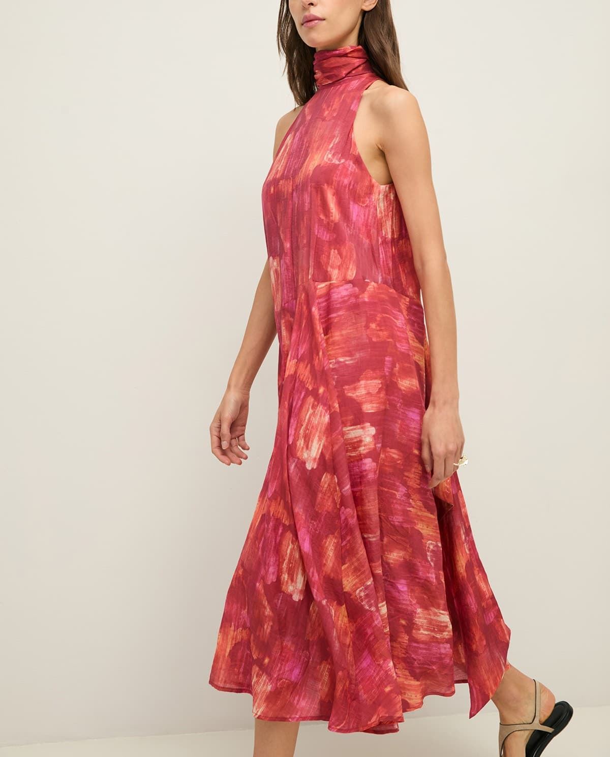 Vestido Yerse 44878 LAZO LARGO CUELLO HALTER rosas - Imagen 3