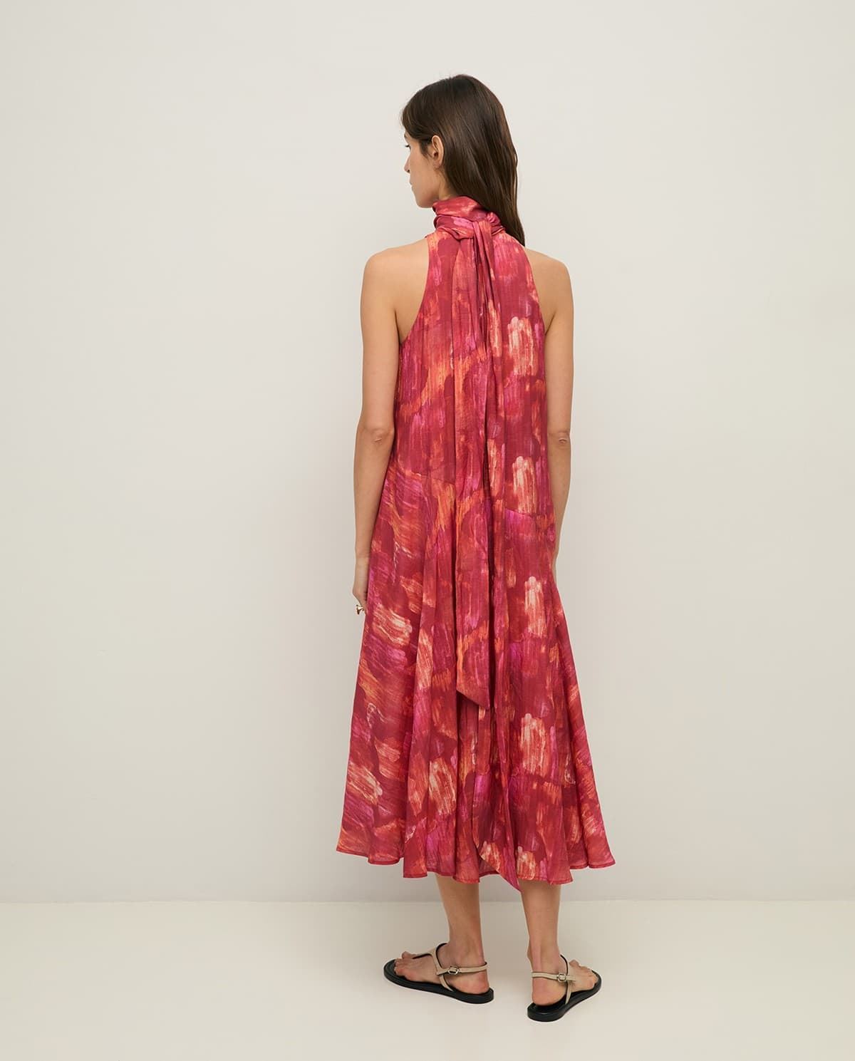 Vestido Yerse 44878 LAZO LARGO CUELLO HALTER rosas - Imagen 5